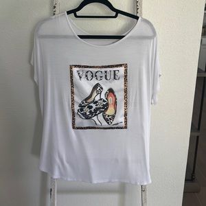 Super cute Vogue T-shirt- semi-scoop neck.